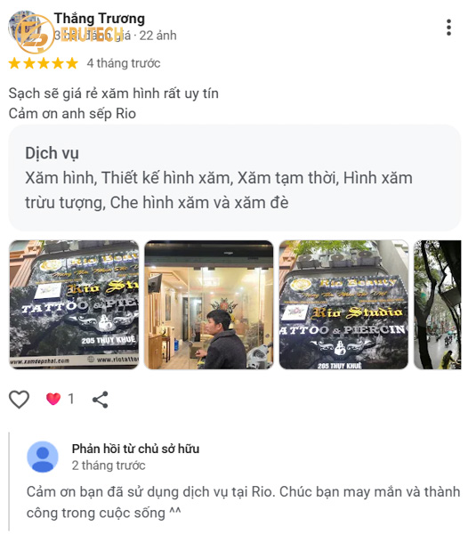 Phản hồi của khách hàng về chất lượng dịch vụ sửa hình xăm tại Rio Tattoo Studio