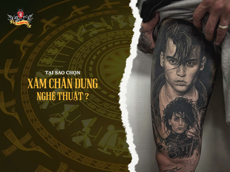 Hình xăm chân dung realistic thể hiện thần thái và cảm xúc nhân vật