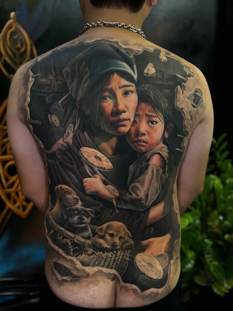 Hình xăm chân dung tối giản với bố cục gọn gàng tại Tattoo Chair