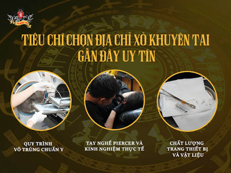 Tiệm xăm xỏ khuyên gần đây thực hiện xỏ khuyên an toàn và chính xác