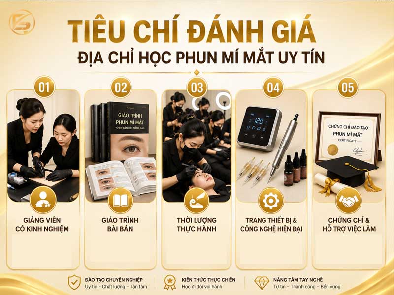 5 tiêu chí quan trọng để đánh giá một địa chỉ học phun mí mắt uy tín.