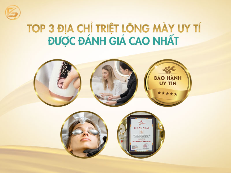 Hình ảnh các thiết bị laser hiện đại, chuyên viên đang tư vấn và chứng nhận chất lượng tại các địa chỉ triệt lông mày uy tín.