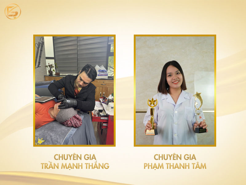 Chuyên gia Trần Mạnh Thắng và chuyên gia Phạm Thanh Tâm tại địa chỉ xăm chân mày phong thủy chuyên nghiệp.