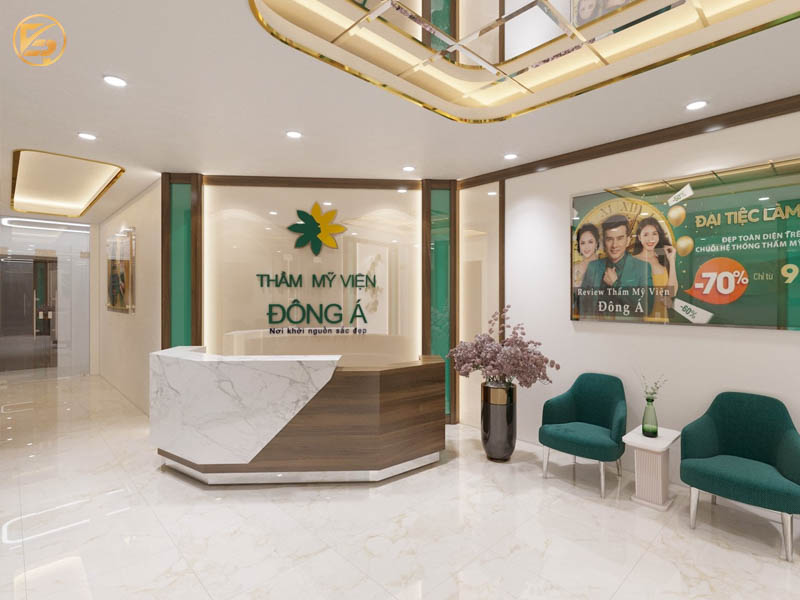 Sảnh đón khách sang trọng và không gian tiện nghi tại một cơ sở của Đông Á Beauty.