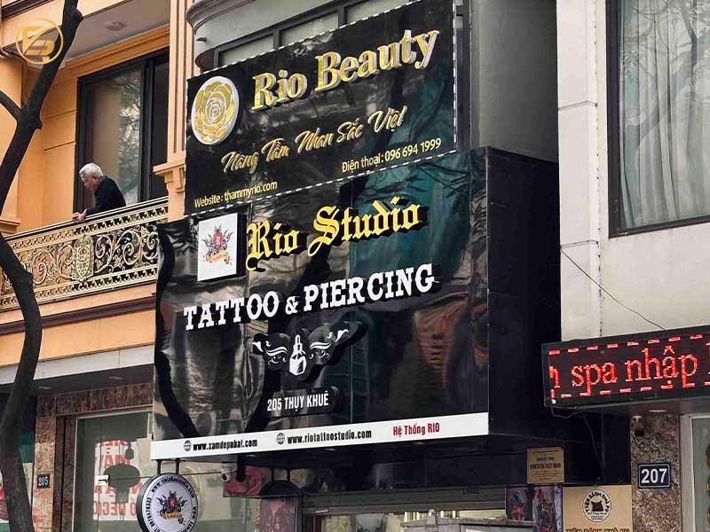 Biển hiệu Thẩm mỹ Rio tại 205 Thụy Khuê – địa chỉ giãn mao mạch bằng công nghệ cao tại Hà Nội